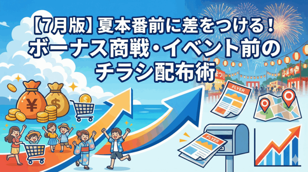 【7月版】夏本番前に差をつける！ボーナス商戦・イベント前のチラシ配布術