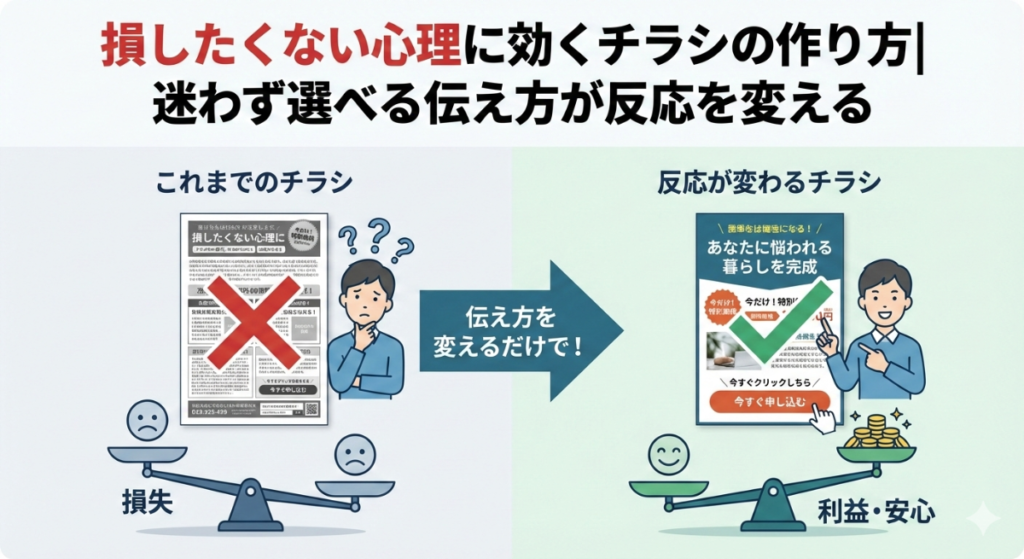 損したくない心理に効くチラシの作り方｜迷わず選べる伝え方が反応を変える