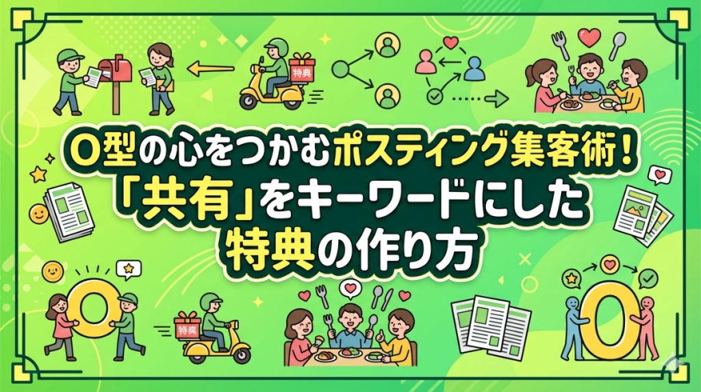 O型の心をつかむポスティング集客術！「共有」をキーワードにした特典の作り方