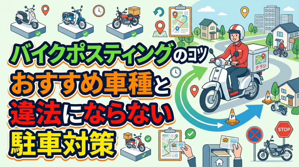 バイクポスティングのコツ｜おすすめ車種と違法にならない駐車対策！