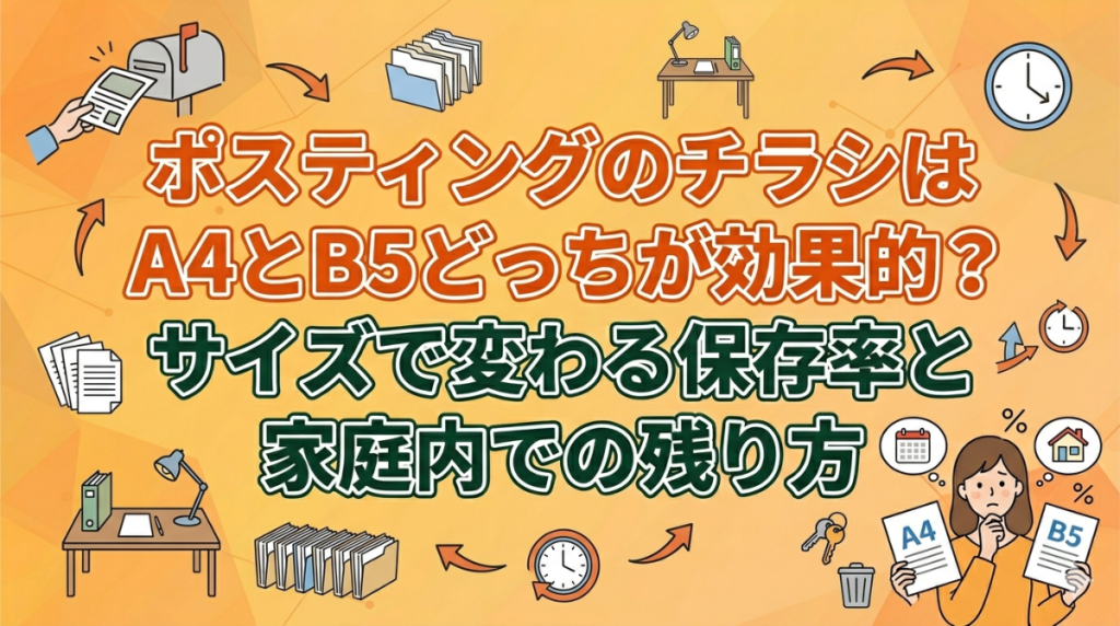 ポスティングのチラシはA4とB5どっちが効果的？サイズで変わる保存率と家庭内での残り方