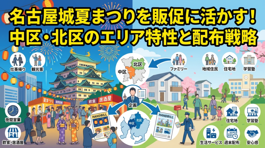 名古屋城夏まつりを販促に活かす！中区・北区のエリア特性と配布戦略