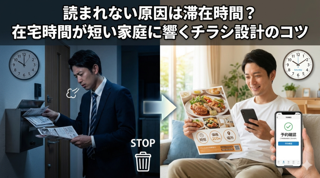 読まれない原因は滞在時間？在宅時間が短い家庭に響くチラシ設計のコツ